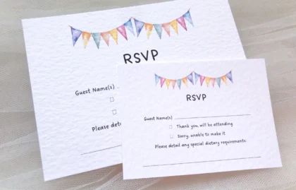Summer Bunting RSVP Cards and Envelopes