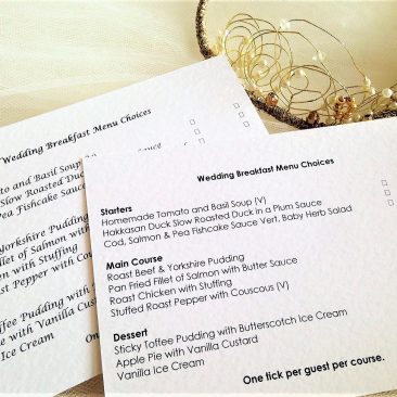 Menu RSVP Cards and Envelopes