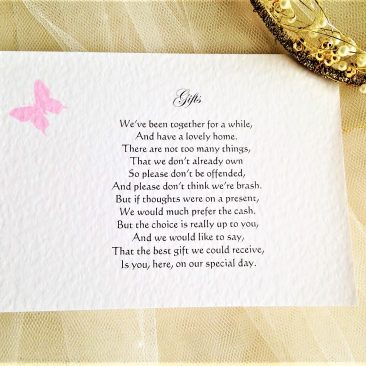 Pink Butterfly Guest Information Cards