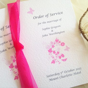 Pink Butterfly Order of Service Books