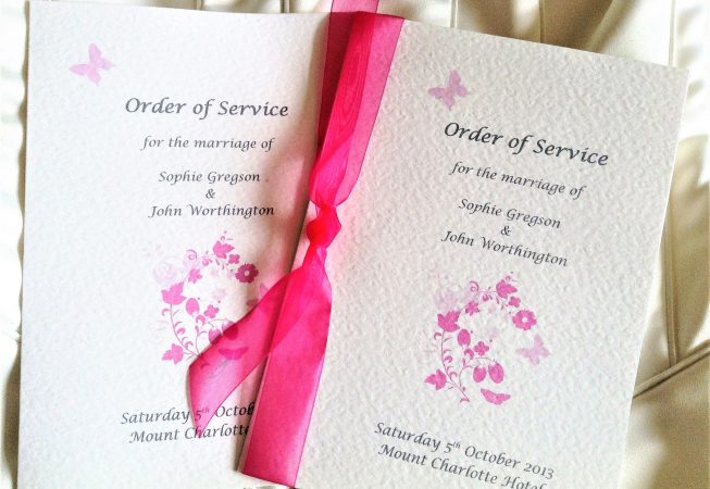 Pink Butterfly Wedding Order of Service Books
