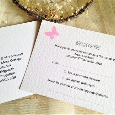Pink Butterfly RSVP Postcards