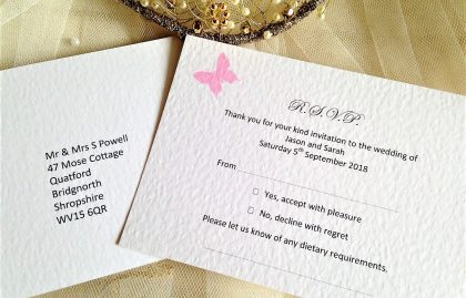 Pink Butterfly RSVP Postcards