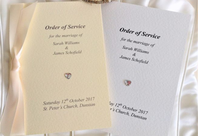 Large Diamante Heart Wedding Order of Service Books