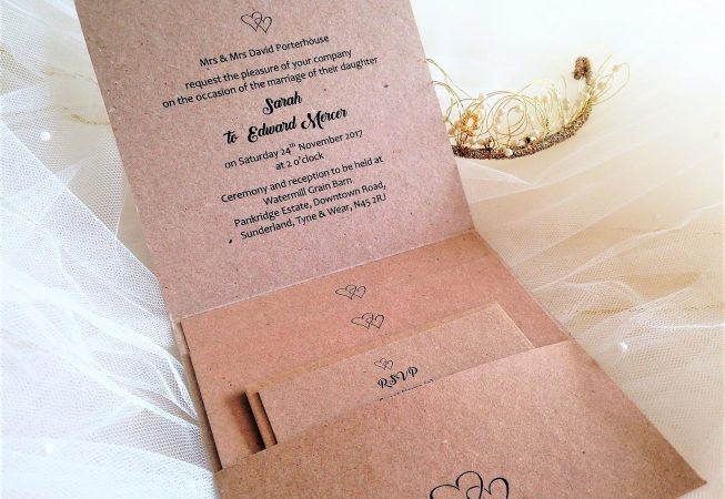 Rustic Kraft Pocketfold Wedding Invitations
