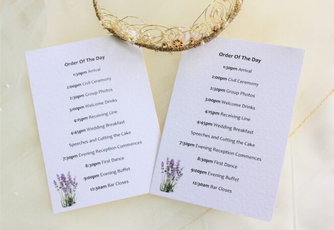 Lavender Order of Day Cards
