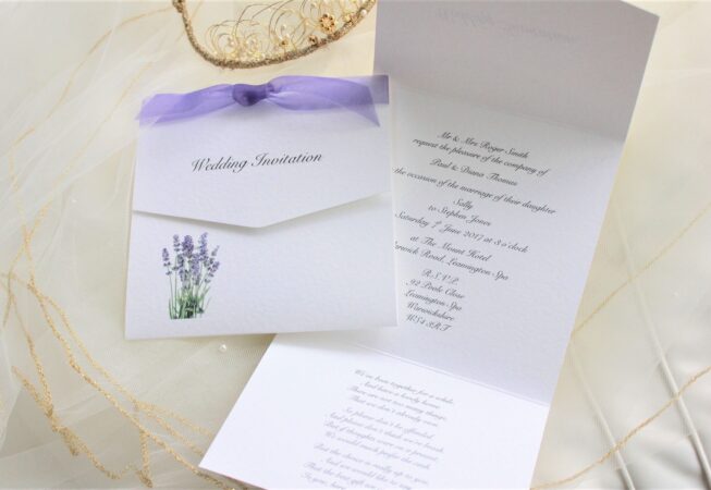 Lavender Tri Fold Wedding Invitations