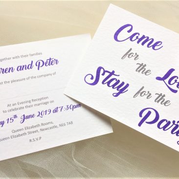Come for the love, stay for the party invitations