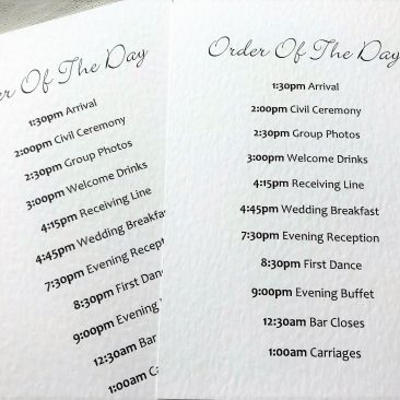 Wedding Order of Day Cards