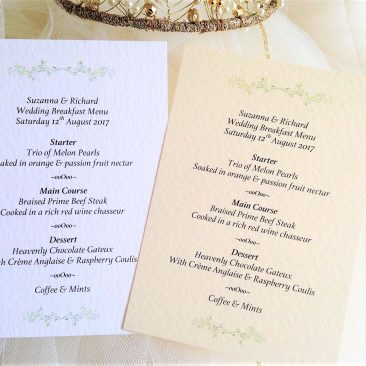 Woodland Personalised Menu Cards