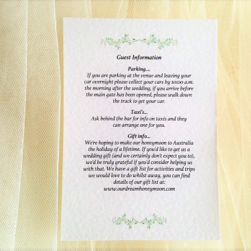 Woodland Guest Information Cards