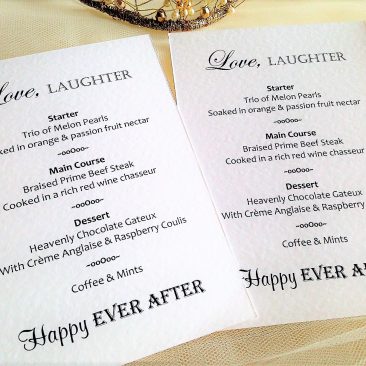 Love Laughter Personalised Menus