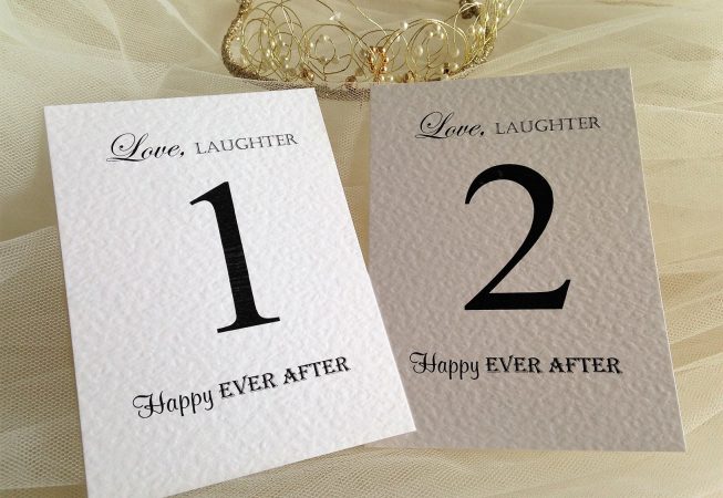 Love Laughter Table Name and Table Number Cards