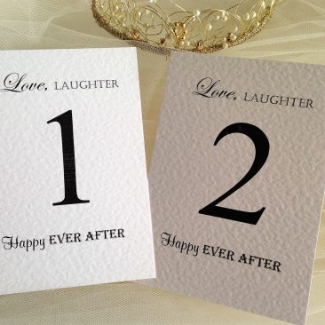 Love Laughter Table Name and Table Number Cards