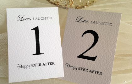 Love Laughter Table Name and Table Number Cards
