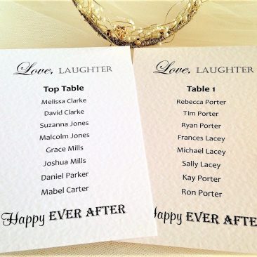 Love Laughter Table Plan Cards