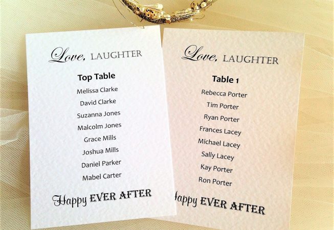 Love Laughter Table Plan Cards