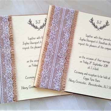 Burlap and Lace Wedding Invites