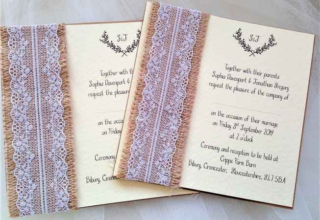 Burlap and Lace Wedding Invites
