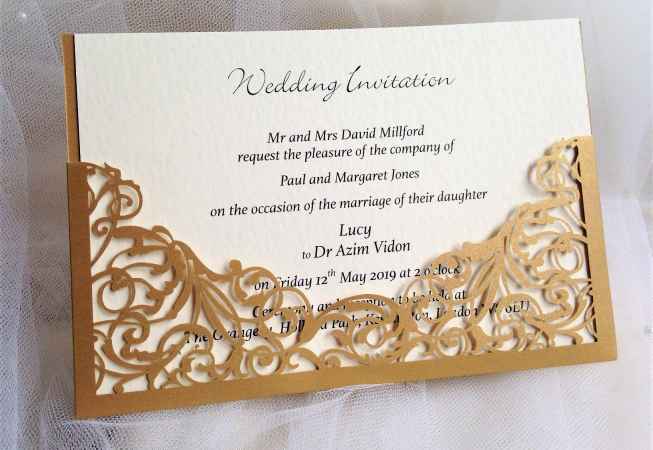 Gold Pocket Laser Cut Wedding Invitations