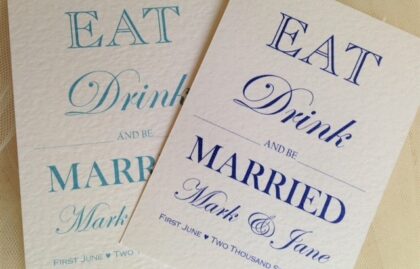 Eat Drink and Be Married Postcard Wedding Invitations