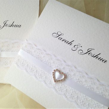 Ribbon and Lace Pocketfold Wedding Invitations