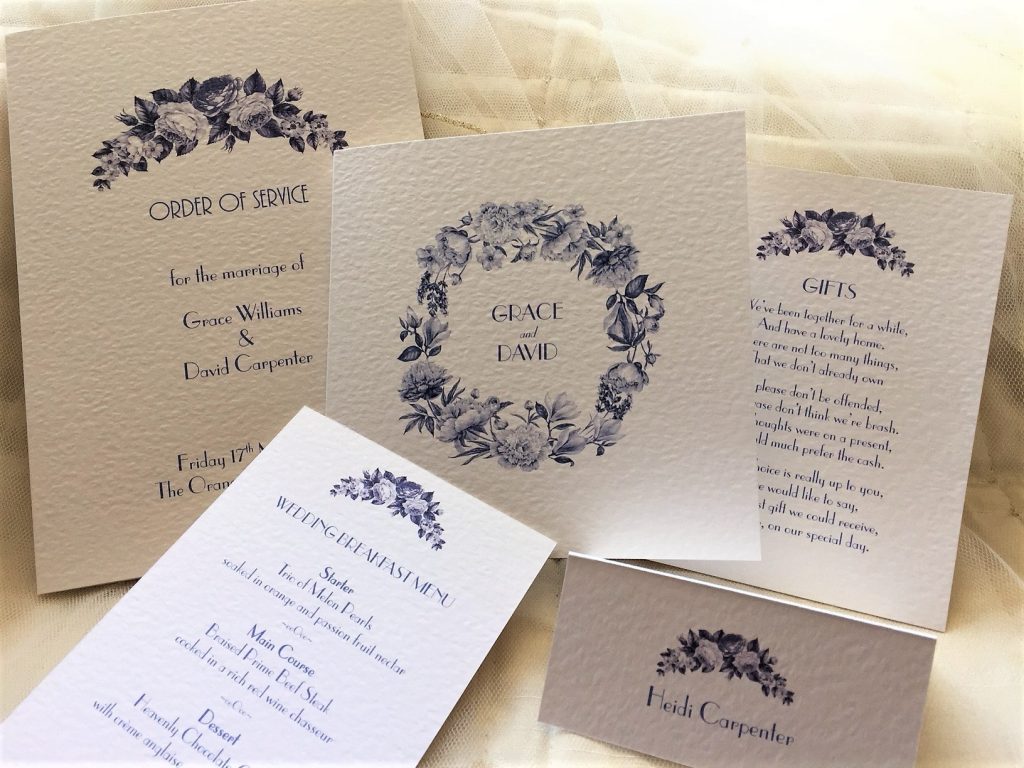 Blue Botanical Wedding Stationery