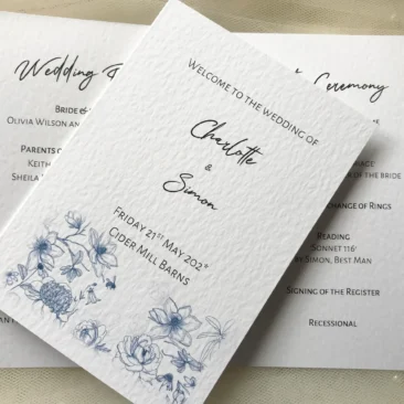 Blue Botanical Order of Service Booklets