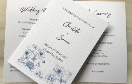 Blue Botanical Order of Service Booklets