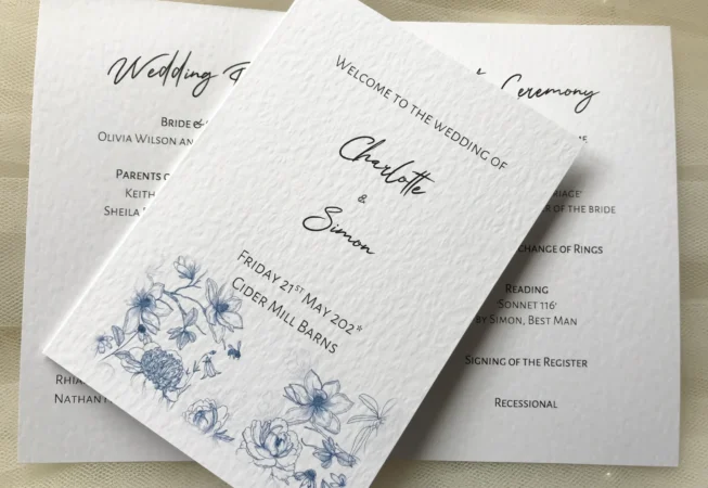 Blue Botanical Order of Service Booklets