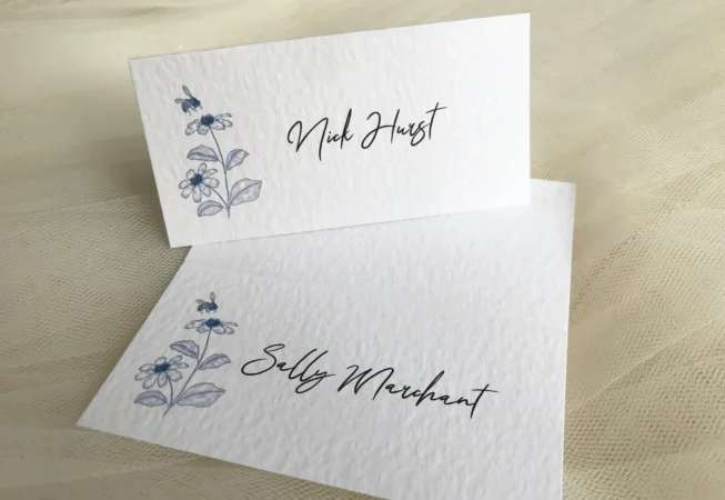 Blue Botanical Place Cards