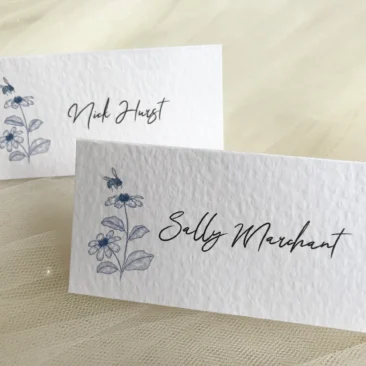 Blue Botanical Place Cards