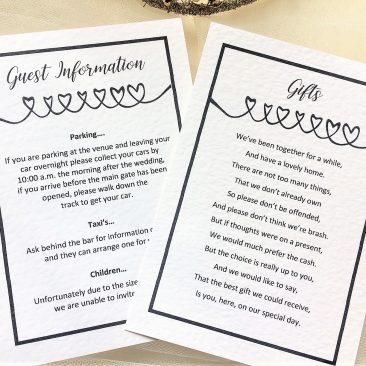 Linked Hearts Guest Information Cards