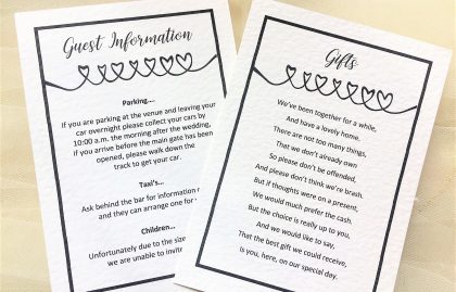 Linked Hearts Guest Information Cards