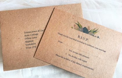 Autumn Leaf RSVP cards and envelopes