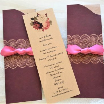 Burgundy Pocket Wedding Invites