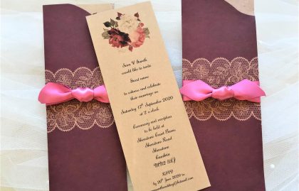 Burgundy Pocket Wedding Invites