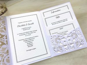 Silver Laser Cut Pocketfold Wedding Invitations 5