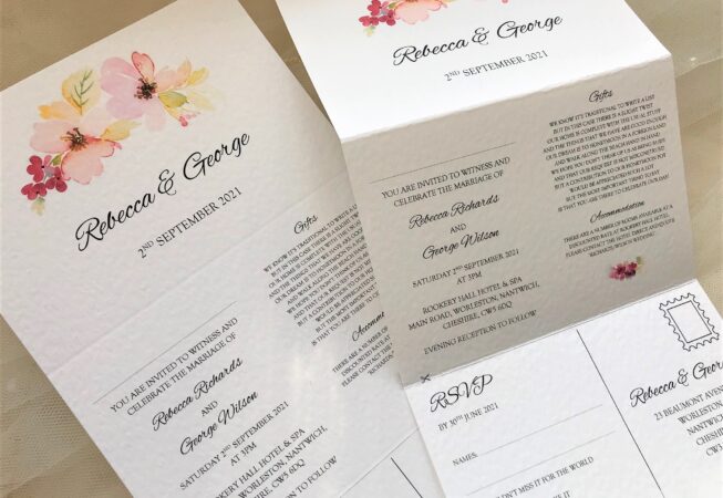 Floral Concertina Wedding Invitations