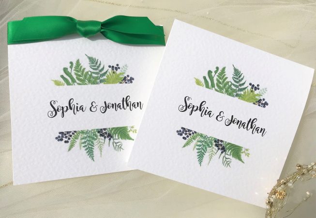 Woodland Fern Pocketfold Wedding Invitation