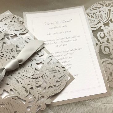 Grey Laser Cut Wedding Invitations