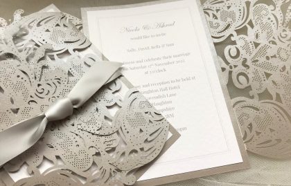 Grey Laser Cut Wedding Invitations