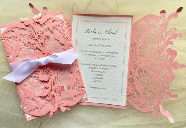 Pink Laser Cut Wedding Invitations