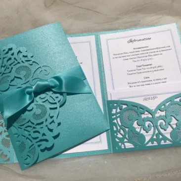 Jade Laser Cut Pocketfold Wedding Invitations – 4 in stock