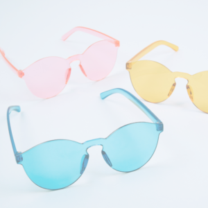 Brightly coloured sunglasses