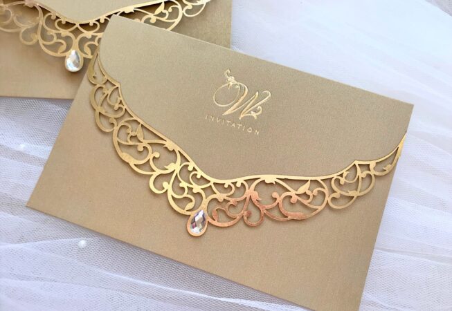 Gold Folding Wallet Wedding Invitations