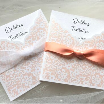 Floral Embossed Pocket Wedding Invitations