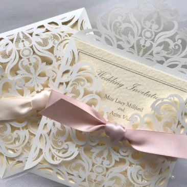 Laser Cut Petal Fold Wedding Invitations