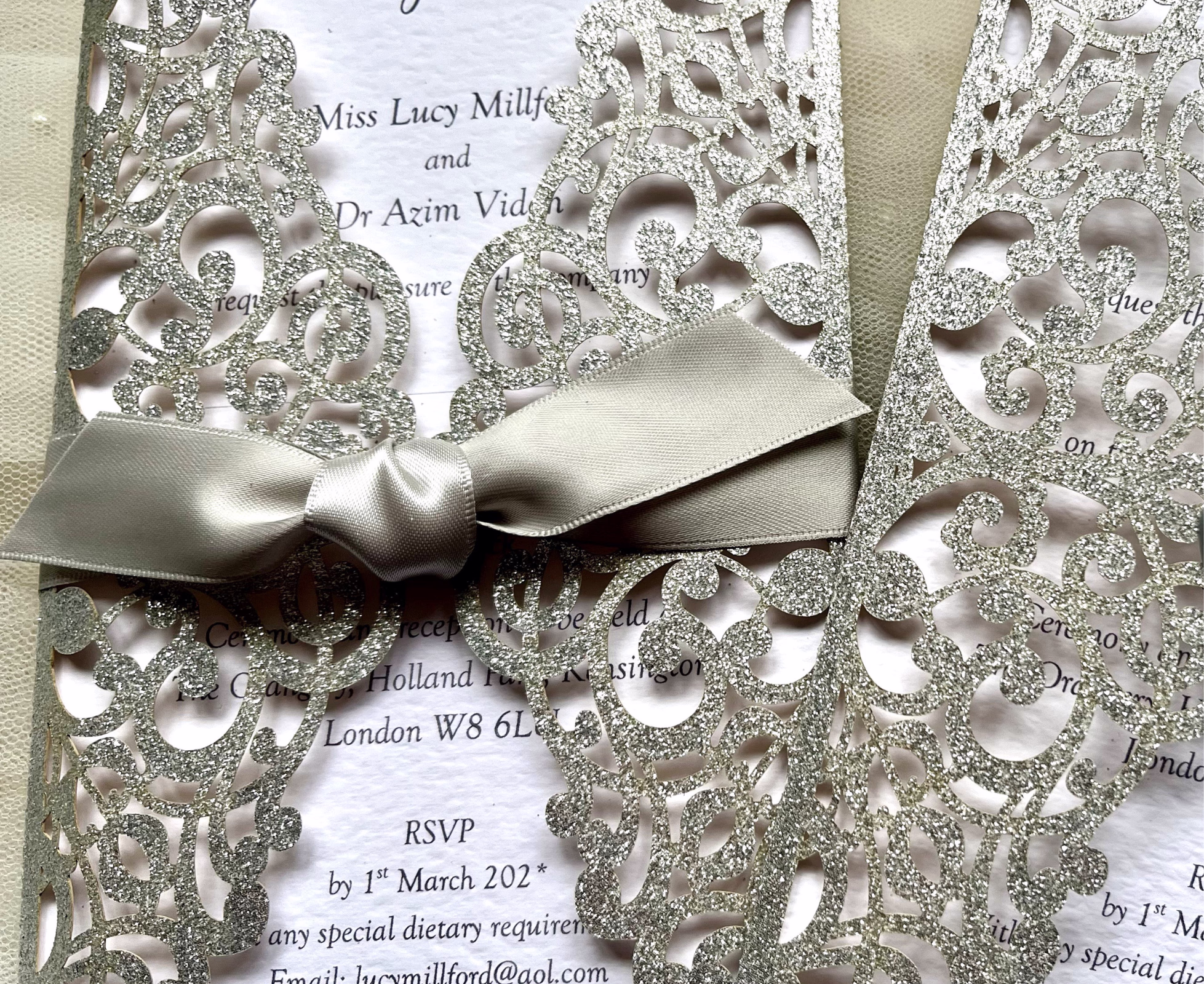 Silver Glitter Wedding Invitations