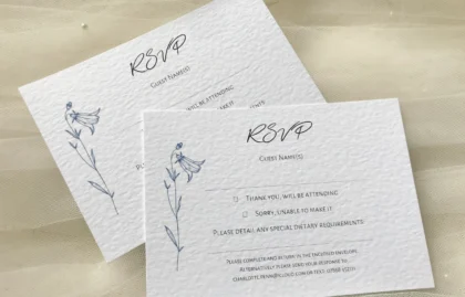 Blue Botanical RSVP Postcards